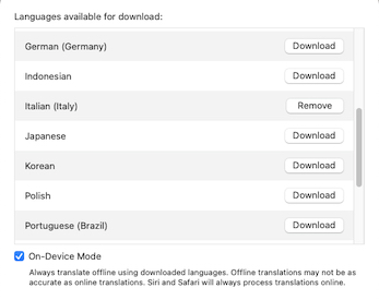How to do secure offline machine translation with macOS